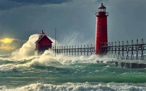 Lighthouse Stormy Sea Phone Wallpapers