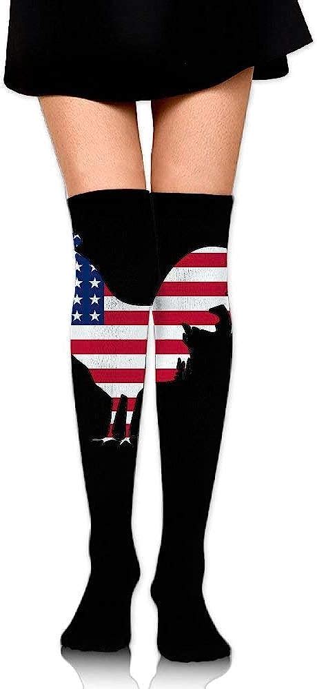 Cedahar Knee High Socks American Flag Chicken Womens Work