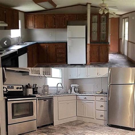 Before And After Images Of Mobile Home Kitchen Renovation Remodelingbeforeandafter Mobile