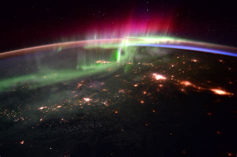 Aurora Borealis Over The Pacific Northwest Taken By Nasa Astronaut