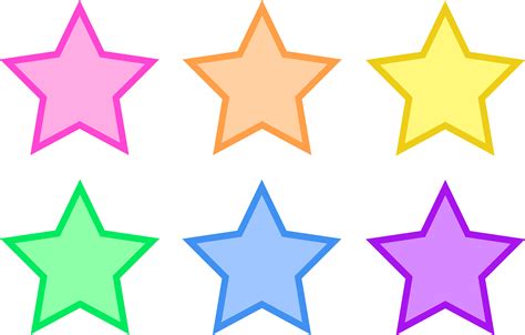 Pin Star Outline Clip Art Free Printable Colored Stars Png Download