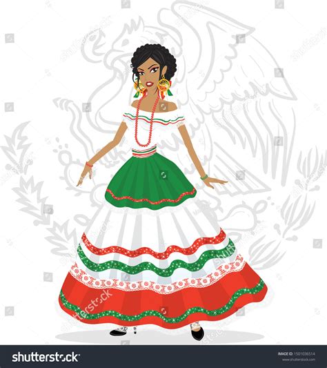 girl traditional mexican dress national holidays stock vector royalty free 1501036514