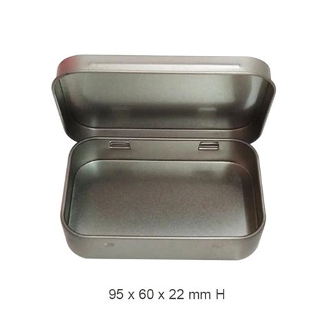 Plain Silver Rectangular Hinged Tin Box Mini Portable Box Small Storage