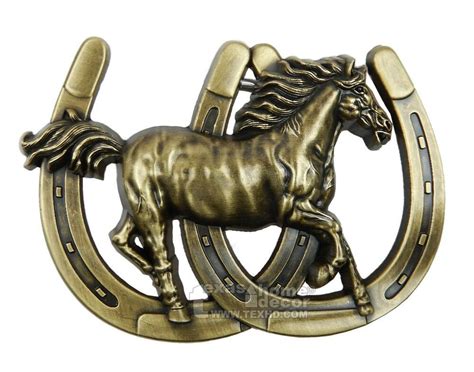 Mens Double Horseshoe Horse Belt Buckle Antique Bronze Western Fits 1