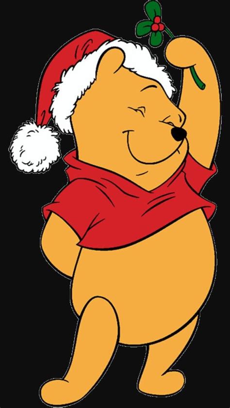 Pooh Bear Under The Mistletoe Giving Hugs And Kisses Winnie The Pooh Christmas Winne The Pooh