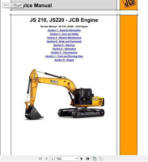 Jcb Excavator Js210 Js220 India Sevice Manual Auto Repair Manual