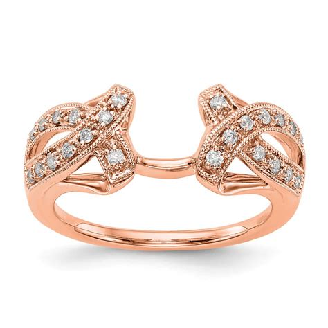 AA Jewels Solid 14K Rose Gold Diamond Wrap Ring Band Guard Enhancer