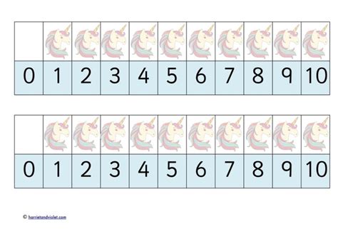 Unicorn Number Track 0 10 Numberline Printable Teaching Resources