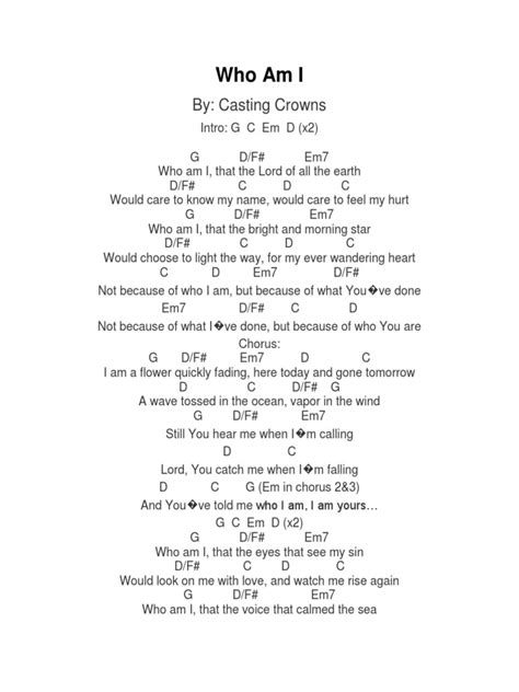 Who Am I By Casting Crowns Pdf Entertainment General Leisure