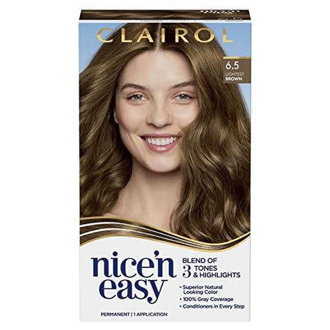 Clairol Nicen Easy Permanent Hair Dye 65 Lightest Brown Hair Color Pack Of 1