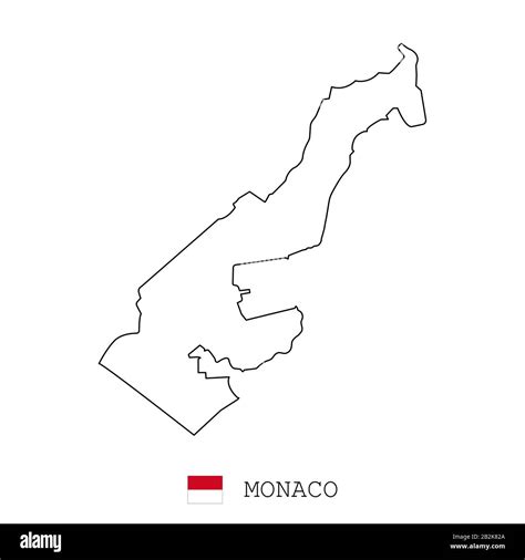 Monaco Map Line Linear Thin Vector Monaco Simple Map And Flag Stock