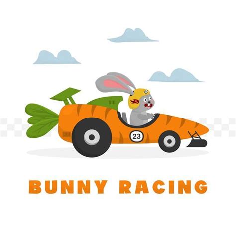 premium vector cute rabbit driving a carrot race car in 2023 race cars racing rabbit drawing