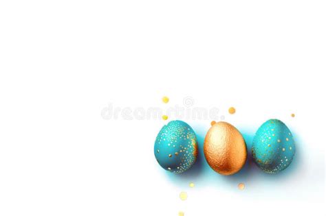 Three Easter Eggs Decorated With Gold Stock Photo Image Of Season