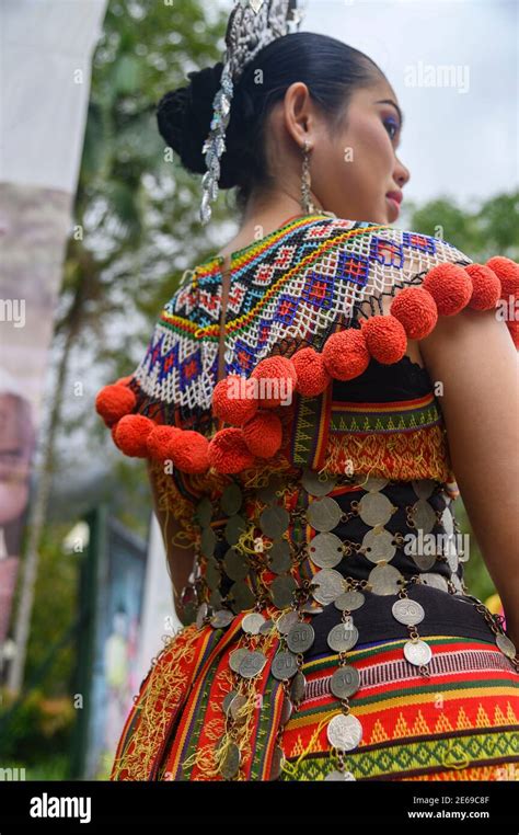 Woman Wearing Traditional Iban Clothes At The Sarawak Cultural Village