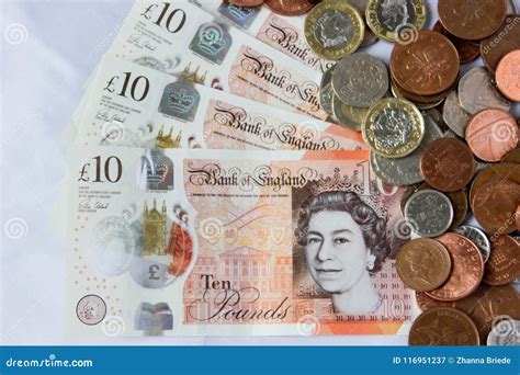 Great Britain Pounds And Pence On White Background Editorial