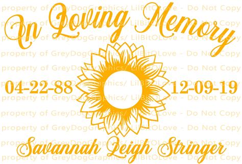 In Loving Memory Sunflower Vinyl Decal Name Dates Custom Etsy