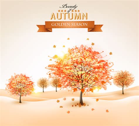 Beautiful Autumn Tree Background Vector Vectors Graphic Art Designs In