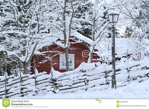 A Snowy Winter Christmas Cabin Stock Photo Image Of