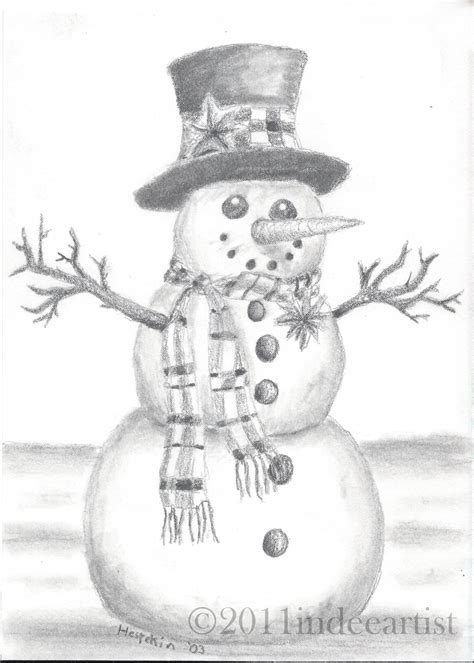 Snowman Christmas Sketch Winter Drawings Xmas Drawing
