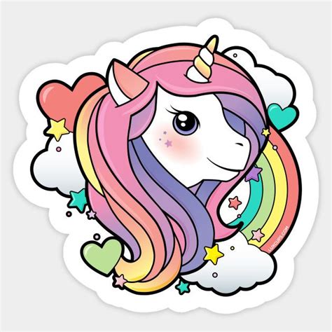 Magical Rainbow Unicorn Unicorn Drawing Unicorn Stickers Unicorn