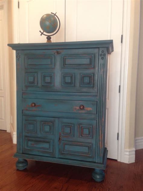 Beautiful Teal Chalk Painted Vintage Cabinet Chalk Paint Furniture