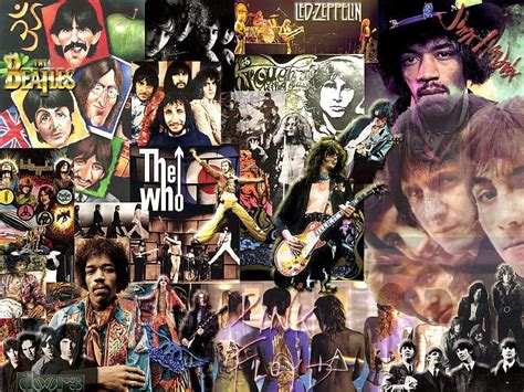 Classic Rock Collage Beatles Jimi Hendrix Music Collage Guitars