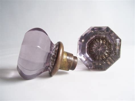 Reserved For Tristan Glass Door Knobs Vintage Amethyst Purple