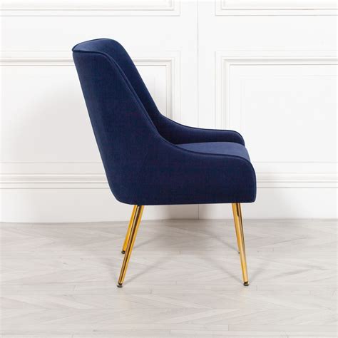 Aurelie Navy Blue Velvet Dining Chair With Gold Legs Furniture La