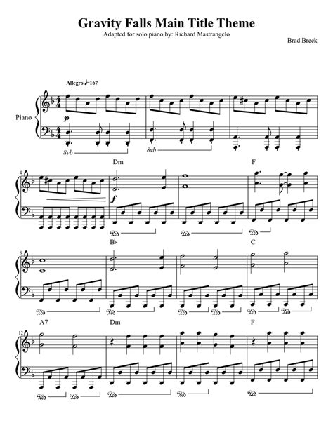 (ost) gravity falls — не грусти 01:43. Gravity Falls Main Title Theme for Solo Piano | MuseScore ...