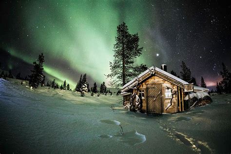 Polar Night Finland Winter Houses Winter House Winter Scenery