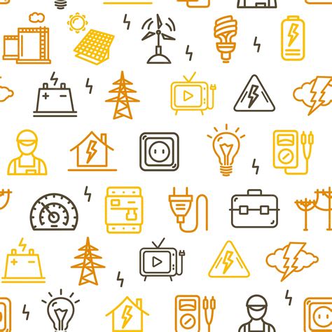 Premium Vector Electricity Signs Seamless Pattern Background Vector