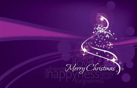 A Purple Christmas Card With A Tree On It