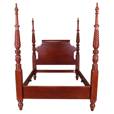 Georgian Style Vintage Carved Cherry Four Poster Queen Size Bed 42891 Ph