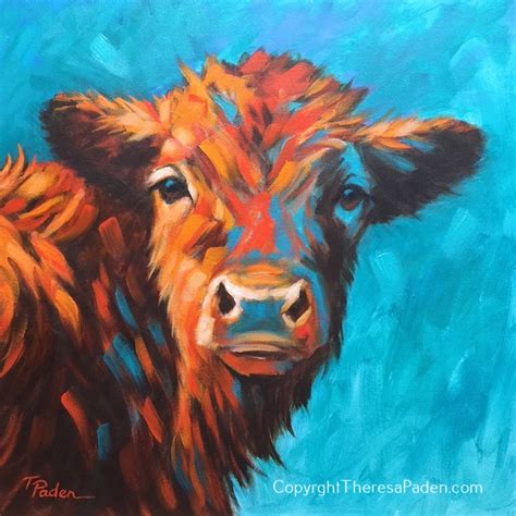 California Artwork Contemporary Western Art Cow Painting By Theresa Paden