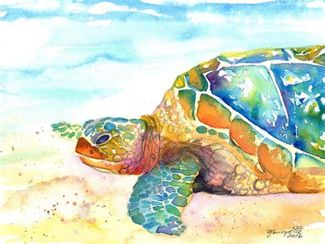 Rainbow Sea Turtle Painting By Marionette Taboniar Pixels