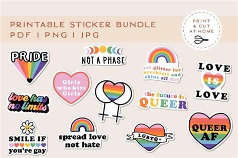 pride sticker bundle lgbtq rainbow printable stickers