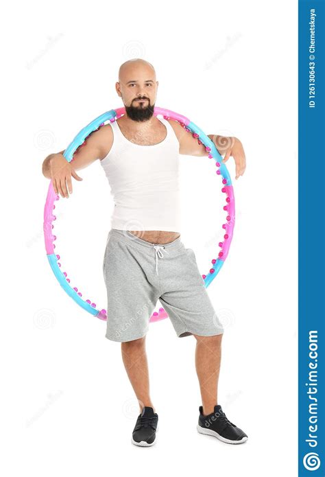 Overweight Man With Hula Hoop Stock Image Image Of Isolated