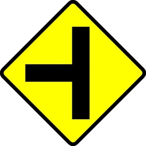 Caution T Junction Road Sign Clip Art Vector Free Download
