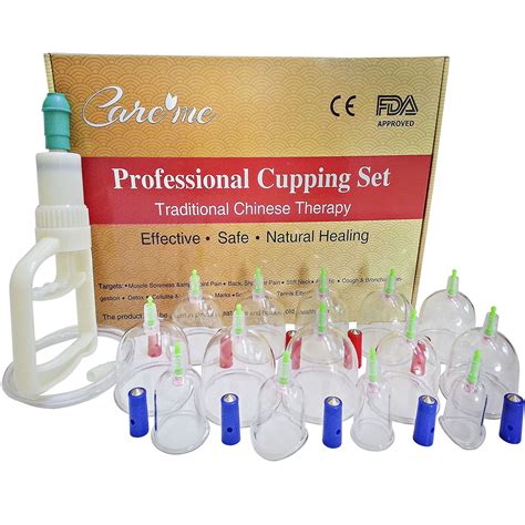 Professional Chinese Acupuncture Cupping Therapy Set By Care Me Premium 14 Cups With 5 Year