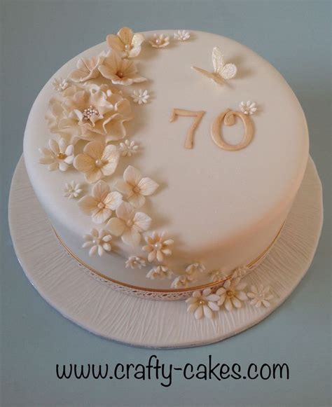 Gold Ivory Th Birthday Cake With Unwired Flowers Birthday Cake