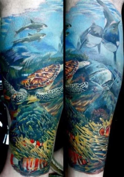Underwater Ocean Scene Tattoos