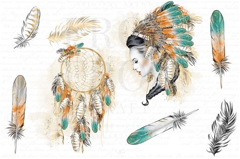 Tribal Clipart Native American Clip Art Indian Graphics Etsy