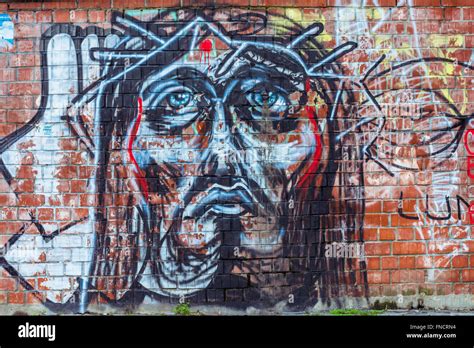 Graffiti Of Jesus Christ With Crown Of Thorns Stock Photo Alamy
