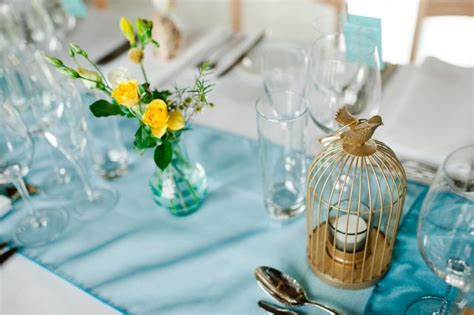 A Spring Inspired Turquoise And Yellow Wedding Silver Decor Yellow