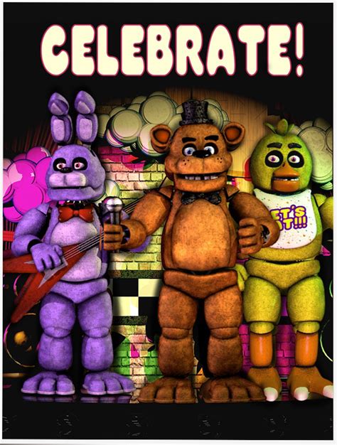 Five Nights At Freddys Celebrate Poster Fnaf Freddy Five Nights