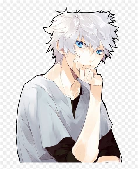 His hair is styled in a. Killua Zoldyck Fan Art - Grey Hair And Blue Eyes Boy Anime, HD Png Download - 708x1000(#880568 ...
