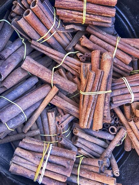 Bundles Of Cinnamon Sticks On Musical Notes Stock Photo Image Of