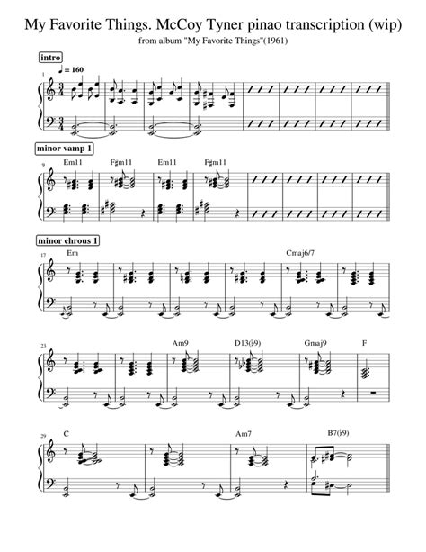 My Favorite Things John Coltrane Mccoy Tyner Piano Transcription