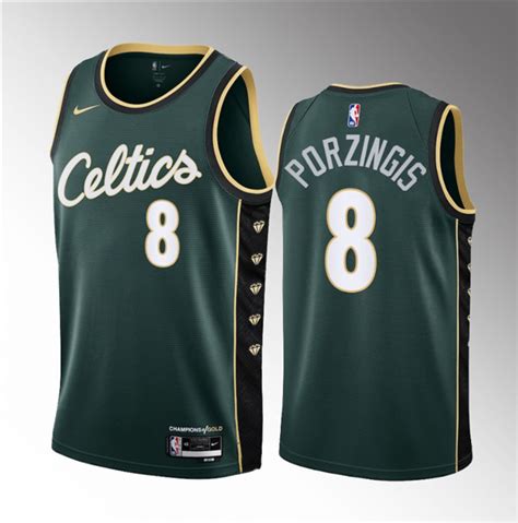 Mens Boston Celtics 8 Kristaps Porzingis Green 2023 Draft City