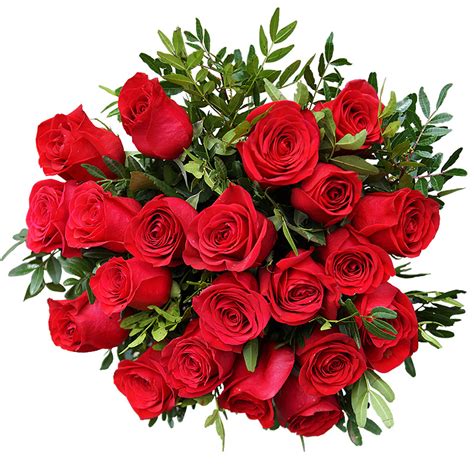 Букет от 21 червени рози със зеленина от доставка на